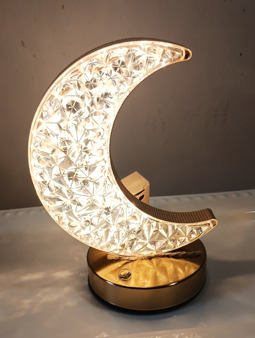 🌙Crystal Crescent Moon LED Night Light - Gold & Clear Rechargable Touch Control